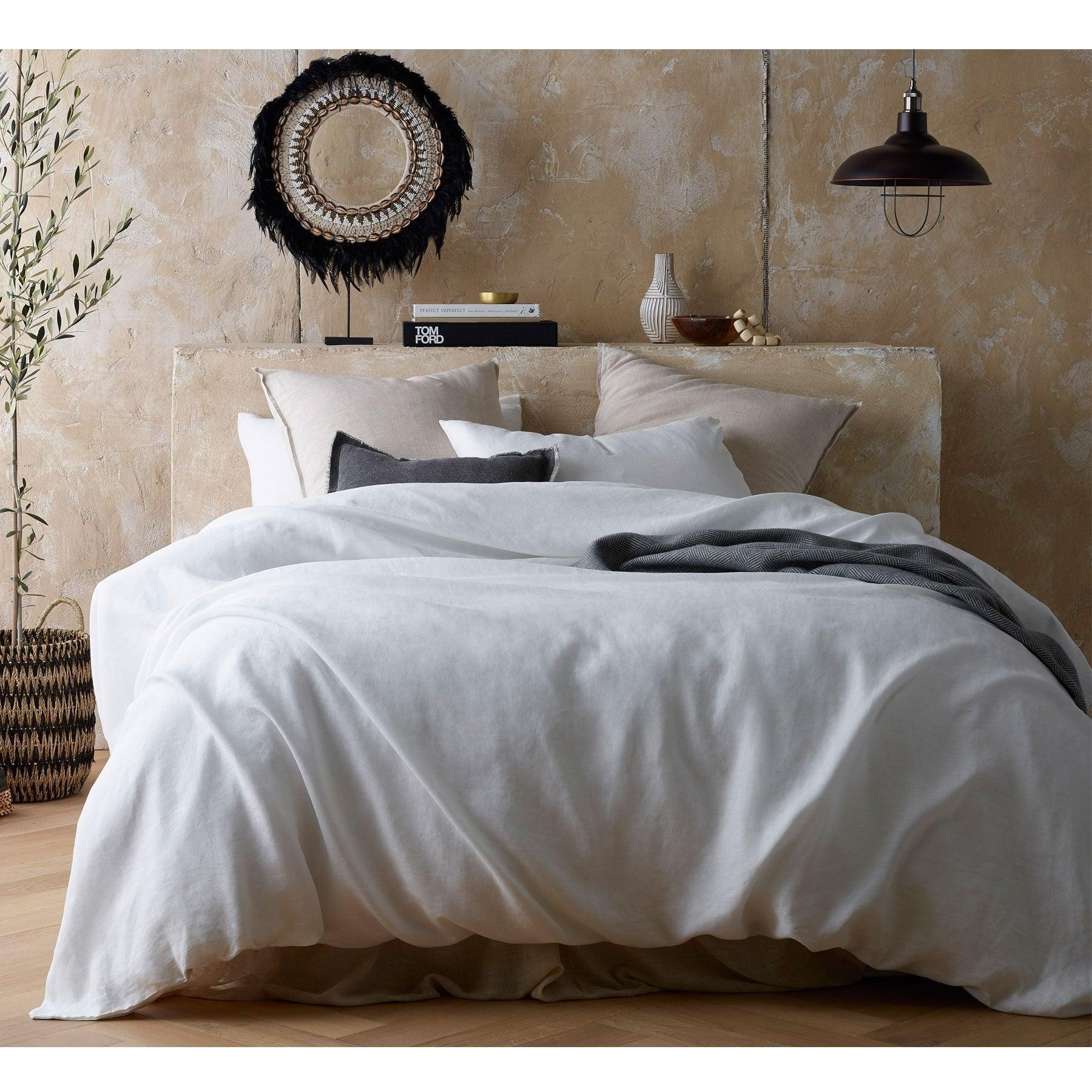 Vintage Design Homewares White Hemp Quilt Cover Set Super King - Broadleaf Hemp